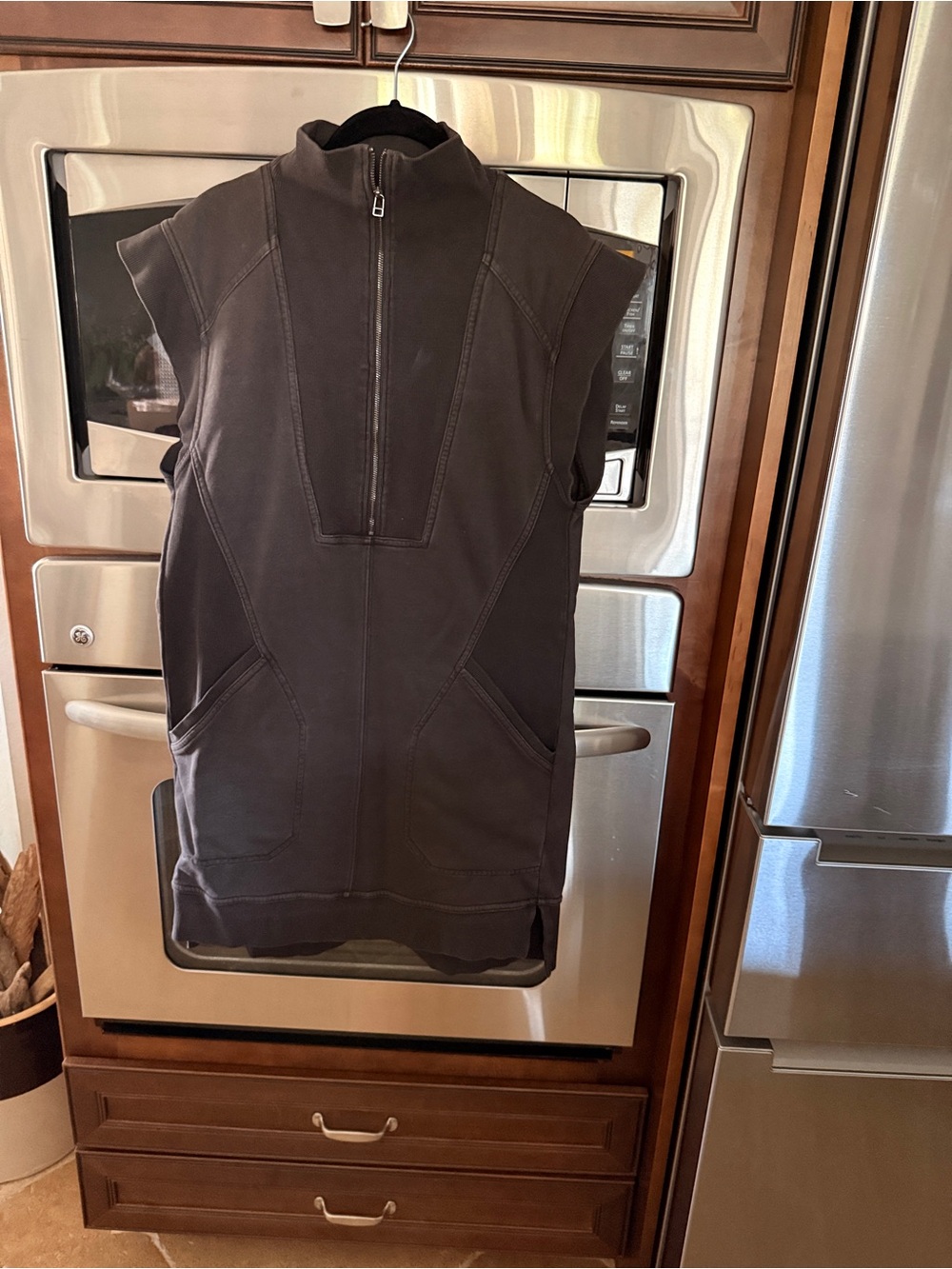 Anthropologie Black Mini Dress with Zip Front